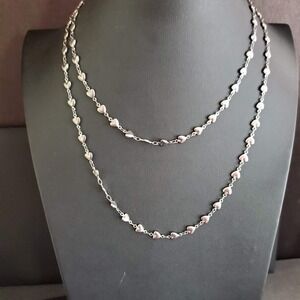 Milor Stainless Steel Heart Link Chain Necklace Silver Tone Long Dainty Jewelry